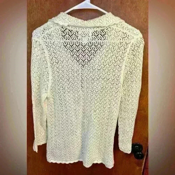 Christopher & Banks women’s cream hand crochet sweater cardigan - Picture 3 of 4